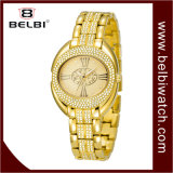 Belbi Women Stainless Steel Gold Watch Quartz Watch Oval Roman Surface Waterproof Watch