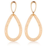 Fashion Bridal Gold-Color Hollow Oval Drop Crystal Jewelry Earrings