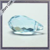 Tear Drop in Hole Aqua Blue Synthetic Gemstone