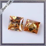 Wholesale Princess Cut 20X20mm Champagne Color Synthetic Cubic Zirconia Stone