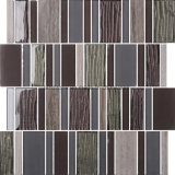 Strip Brick Black Glass Crystal Mix Aluminum Mosaic Tile