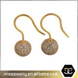 CZ Micro Pave Hip Hop 18K Gold Ball Drop Earrings Mjce008