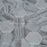 Hexagonal Pattern Glass Mix Marble Mosaic Tile