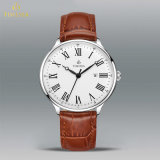 Fashion Stainless Steel Ladies Watch with Genuine Leather Band and Swiss Quality 71280