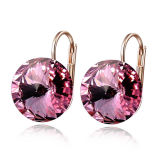 Austrial Crystal Pink Rhodium Hook Clip Earring Stud