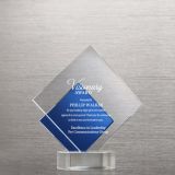 Royal Blue Accented Double Pane Diamond Trophy (#75575)