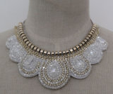 Fashion Costume Jewelry White Crystal Chunky Choker Necklace (JE0104-3)