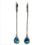 Crystal Ear Stud Dangler with CZ Stone Charm Popular Jewelry Earring (E6920B)