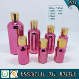 Rose Red Electroplating Glass Essential Oil Bottle with Cap and Reducer Plug