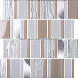 Strip Brick Gray Glass Crystal Mix Aluminum Mosaic Tile