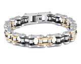 Yellow Black Heavy Bicycle Chain Bracelet Stainless Steel Jewelry Punk Motor Biker Men Bracelet Bangles