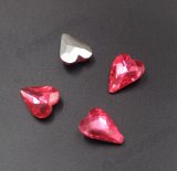 Crystal Beads 14mm Siam Color Red Heart Shaped 8PCS Gems for Crafts