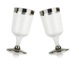 Disposable Wedding Party Plastic Silver Rimmed Wine Glass