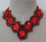 Fashion Jewelry Red Crystal Chunky Custume Choker Collar Necklace (JE0050-2)