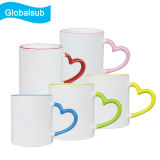 Heart Shape Plain White Rim and Handle Color Mug for Sublimation