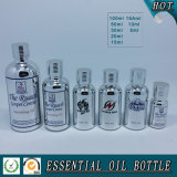 Silver Electroplating Glass Essential Oil Bottle with Silver Cap and Reducer Plug