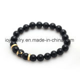 Natural Stone Jewelry Black Agate Bracelet with Metal Beads