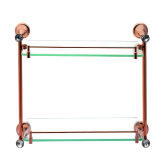 Premium Sanitary Ware Brass Bathroom Double Shelves and Rack Glass Shelves