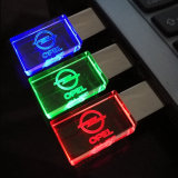 2017 Glass Crystal USB Flash Drive Opel /Nissan Car Logo 4GB 8GB 16GB 32GB USB 2.0 Flash Disk Stick Pen Drive with LED Light