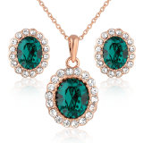 Emerald Rhinestone Rose Gold Plating Fashion Artificial Jewelry Set