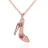 Fashion K Gold Shoe Shape Crystal Necklace Imitation Pearl Necklace