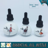 Round Opal White Glass Dropper Essential Oil Bottle