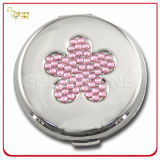 Shiny Flower Crystal Stone Printed Metal Makeup Mirror