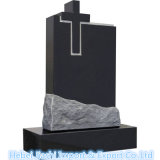 Hand Carving Granite Headstone with Cross for Cemetery Memorial