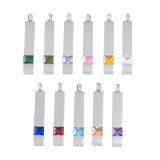 Multi-Colored Crystal Bar Cremation Necklace Stainless Steel Memorial Urn Jewelry