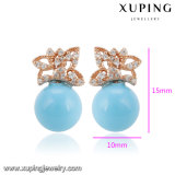 New Style Rose Color Delicate Butterfly Imitation Pearl Earring