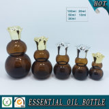 Gourd Amber Essential Oil Glass Bottle with Flower Lid