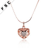 Hollow out Sweet Heart Pendant Necklace in Crystal