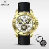 Stainless Steel Automatic Watch Men's Leather Strap Luxury Wrist Watch72298