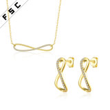 Geometrical Gold Plated CZ Diamond Jewelry Sets for Girls