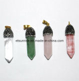 Semi Precious Stone Gemstone Crystal Quartz Pointed Pendant