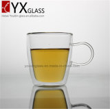 300ml Hottest Hand-Made Double Wall Glass Tea/Coffee/Milk Cup with Handle Crystal Borosilicate Clear Heat Resistance