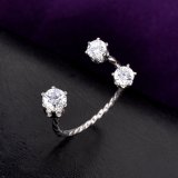 Three Stone Brass Zirconia Jewelry Star Fashion Finger Ring