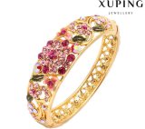 Bangle-72 Fashion Rhinestone Stylish Flower 24k Gold Plated Jewelry Bangle