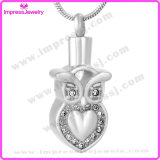 Stainless Steel Ashes Into Jewellery Owl Pendant with Crystals Ijd9637