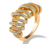 Top Quality Classic Cubic Zirconia Wedding Ring Gold Color CZ Austrian Crystals Wholesale