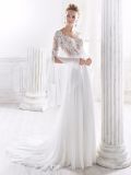 Long Sleeve Chiffon Lace Wedding Dress Bridal Gown