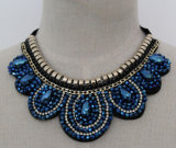 Fashion Costume Blue Crystal Chunky Choker Necklace Jewelry (JE0104-1)