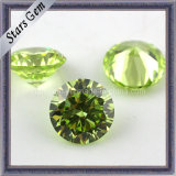 Apple Green Round Shape 8 Hearts&8arrows Cubic Zirconia