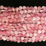 Semi Precious Stone fashion Natural Crystal Rose Quartz Hearted Bead