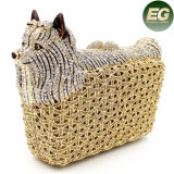 Handmade Women Handbag Dog Crystal Stone Clutches Evening Bags Leb724