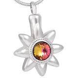 Sunflower Shape Crystal Inlay Memorial Urn Necklace Cremation Jewelry for Ash