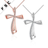 Unisex New Model Gold Plated Cross Rhinestone Alloy Pendant Necklace