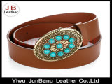 PU Leather Alloy Buckle Crystal Rhinestone Women Belt