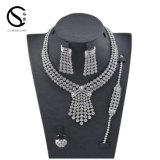 E-7295 CS Rhodium Earrings and Necklace Jewelry, Womens Wedding Zircon Diamond Crystal Jewelry Set