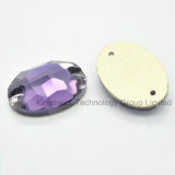 Oval Amethyst Color Sew on Rhinestone Crystal Flat Back Buttons